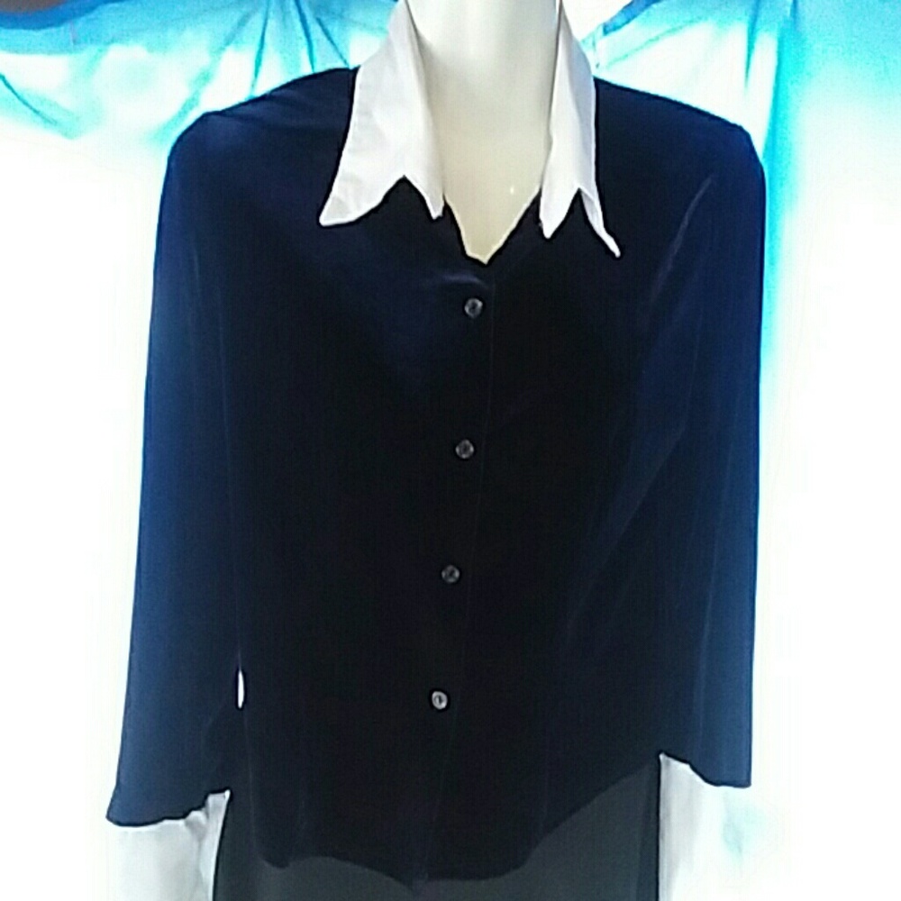 Street Code Midnite Blue Velvet Button Up